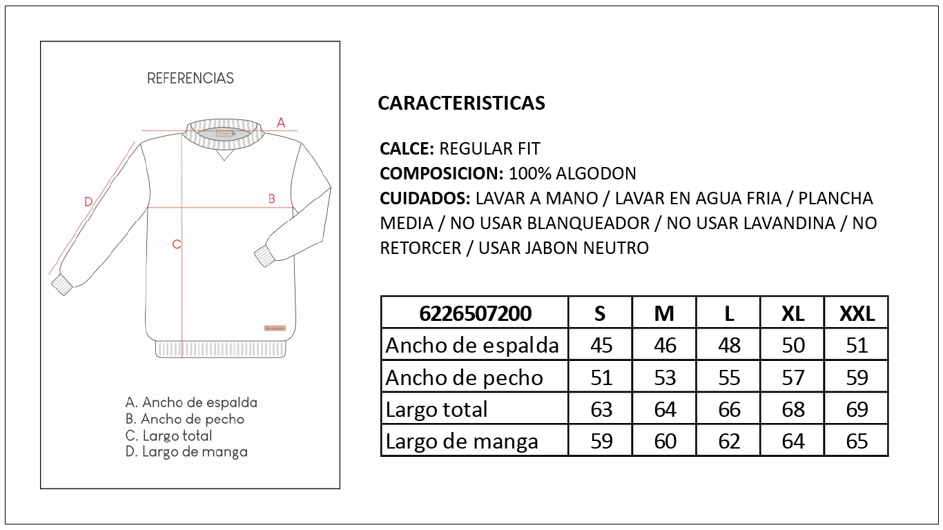 Tabla de Medidas Sweaters Britches